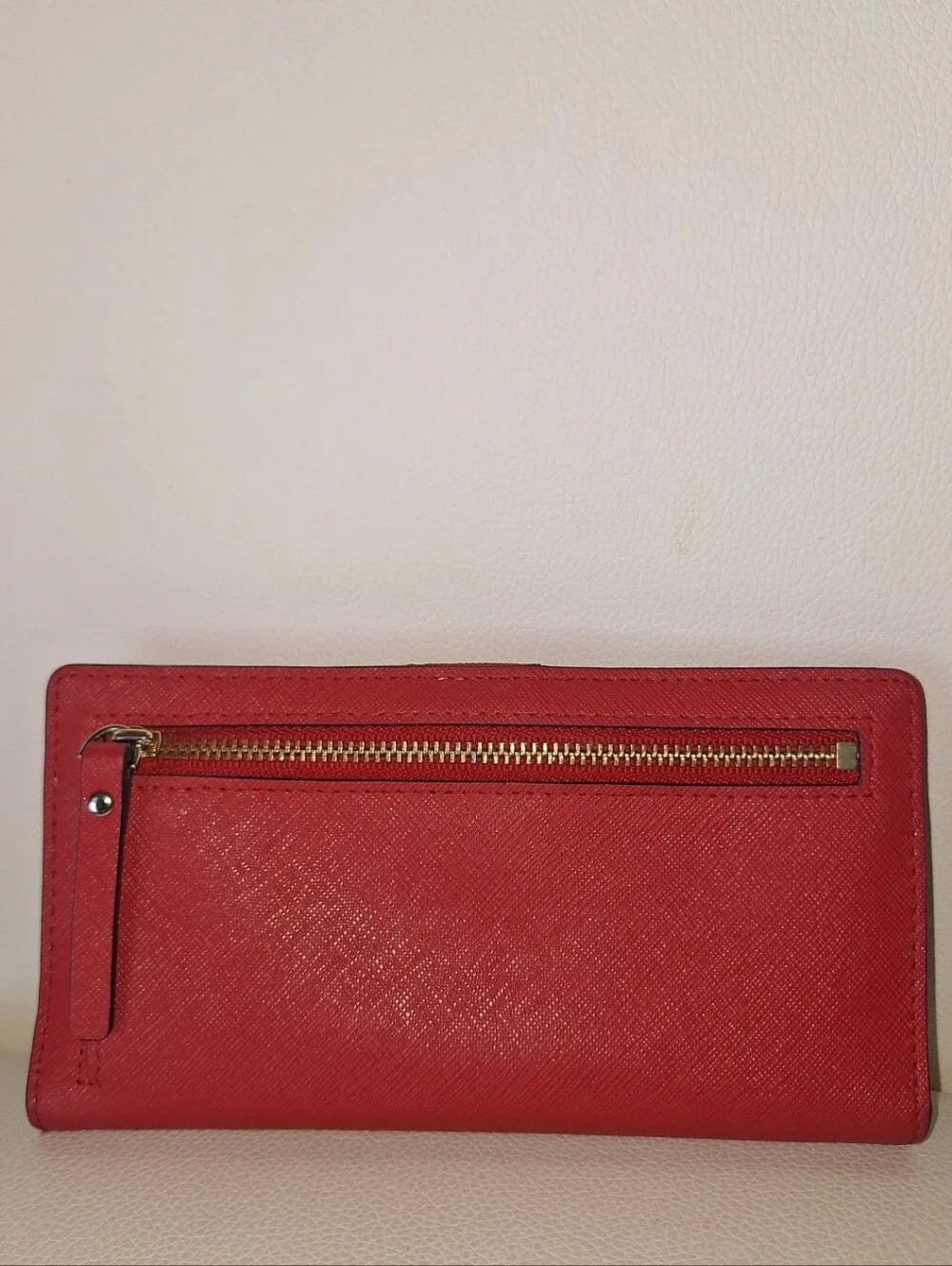 Kate Spade Red Leather Slim Wallet EUC